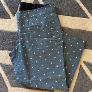 J.Crew Factory Chambray Polka Dot Pants